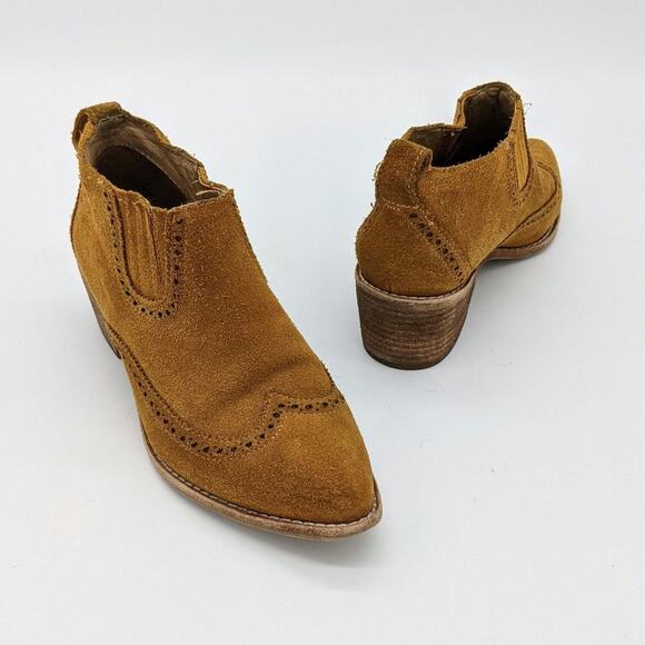 Madewell Suede Grayson Brogue Chelsea Booties Sz 6